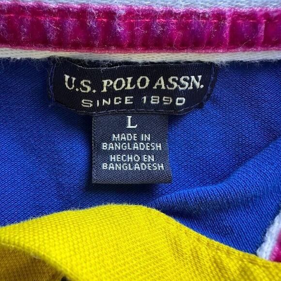 Womens US Polo Assn Royal Blue Polo Short Sleeve Shirt Size Large Big Pony Logo - Picture 6 of 8